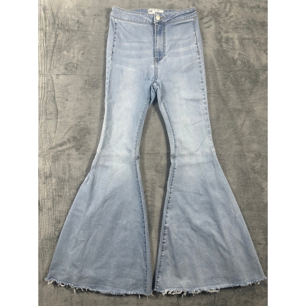 Free People Just Float On Flare Jeans Light Wash High Rise Bell Bottoms 25